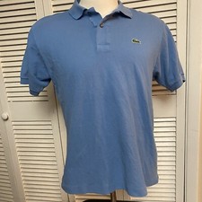 LACOSTE Classic Fit Polo Shirt Light Blue 100 Cotton Mens Size 5 Large USA
