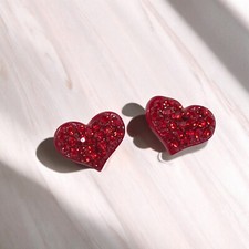 Sparkling Red 3D Mini Heart Earrings   Perfect Valentine  s Gift