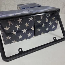 Plain Black Stainless Steel Metal License Plate Frame Tag Cover 4 Hole 