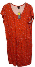 ANA A NEW APPROACH Women’s Dress Plus Size XXL Red Fannie Print Lace Waist New