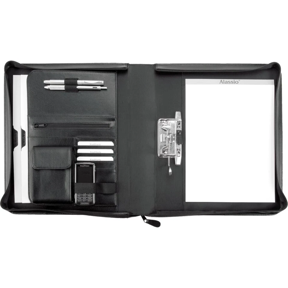 Konferenzmappe mit Reißverschluss Alassio Bergamo für A4 Formate - schwarz