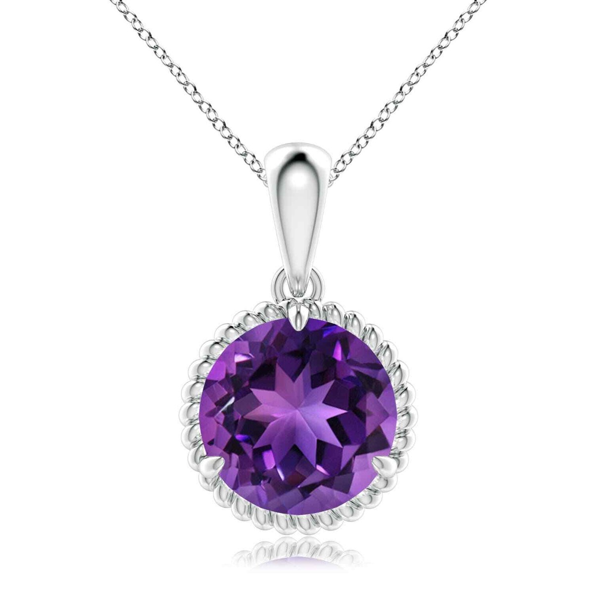 【MYSTIC LOCKET】PERTHSANTA ANGARA 3.33 Ct Natural Amethyst Solitaire Pendant Necklace