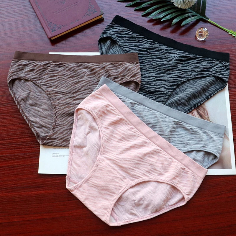 Paquete de 4 Sexy Mujer Cebra Rayas Bragas Lencería Calzoncillos Ropa Interior Hipster Foto 4 de 4