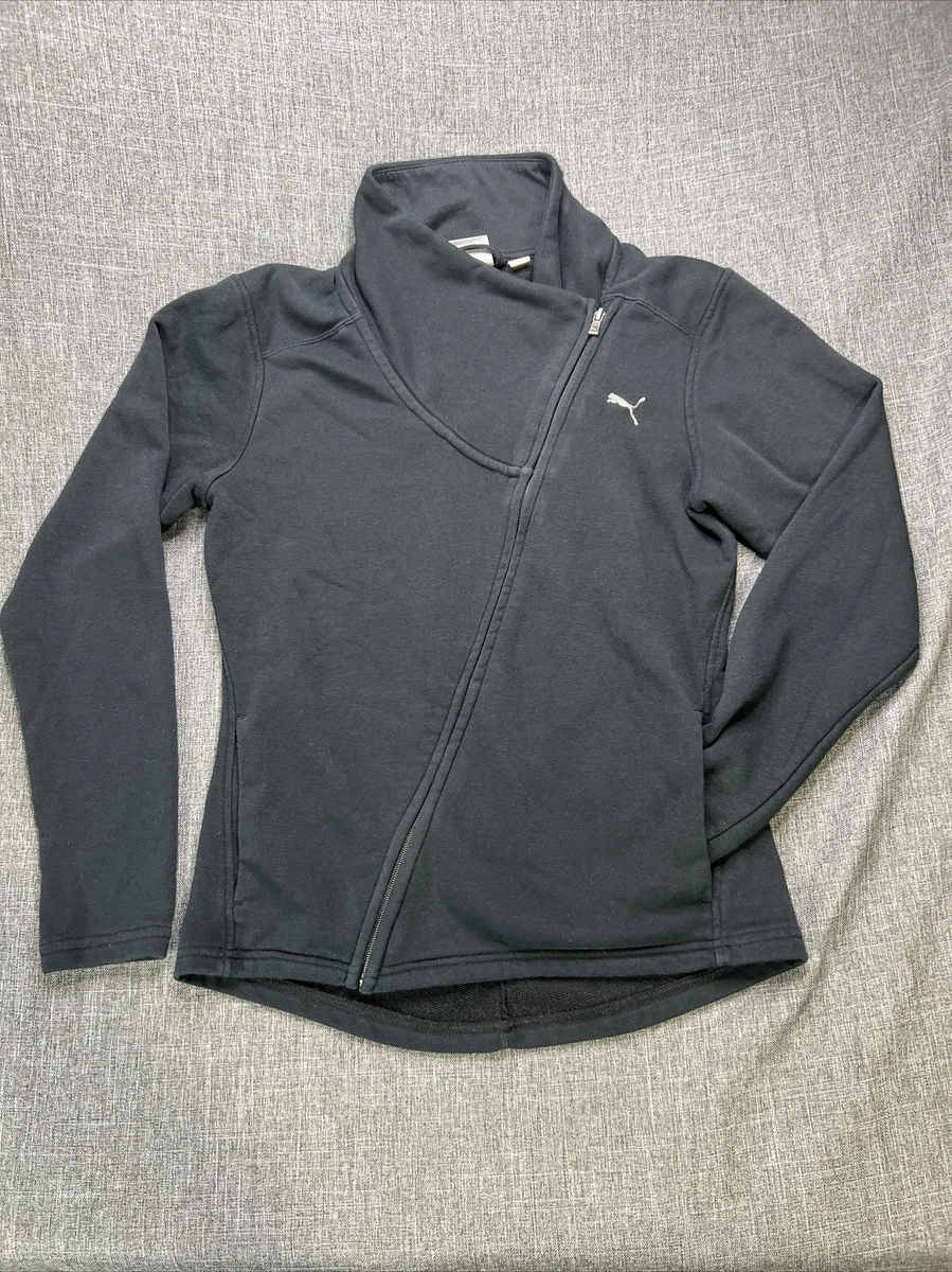 Puma Jacket Womens Size Small Full Zip Black Mock Neck Sporty Athletic  Sweater | eBay