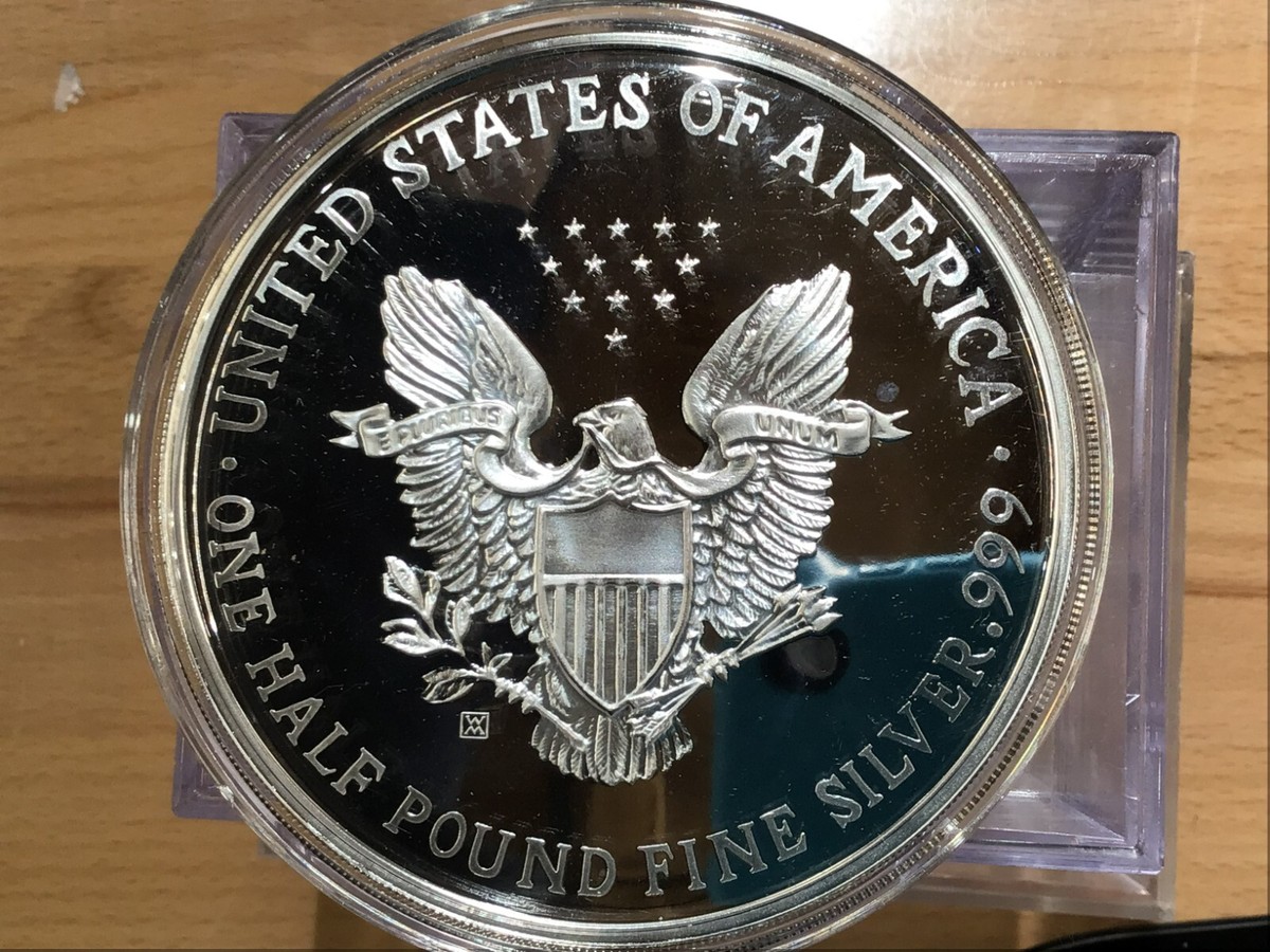 1991 Giant Commemorative Eagle 8 Troy Oz .999 Fine Proof Silver
