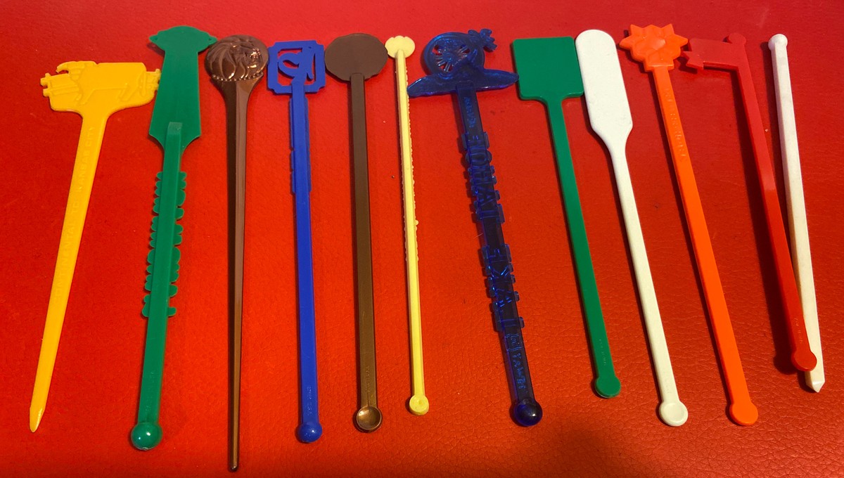 Tiki Swizzle Stick Drink Stirrer 12 Piece LOT. Harvey's, MGM