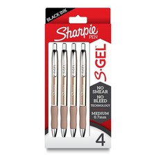 4 Sharpie S-Gel Gel Pens Sleek Metal Barrel Champagne Medium Point 0.7mm 