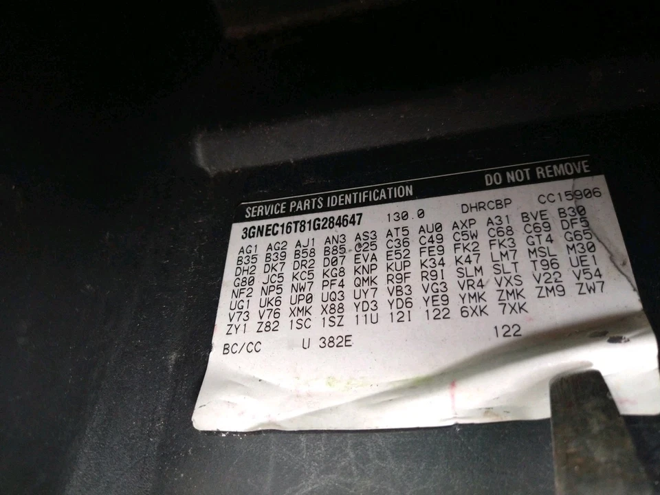 Chevrolet Suburban 2001 cinturón de seguridad pasajero delantero hebilla código 122 grafito Foto 2 de 4