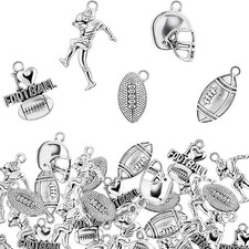 70 Pcs Football Charms Silver Pendants Bead for Jewelry Making Necklace Bracelet