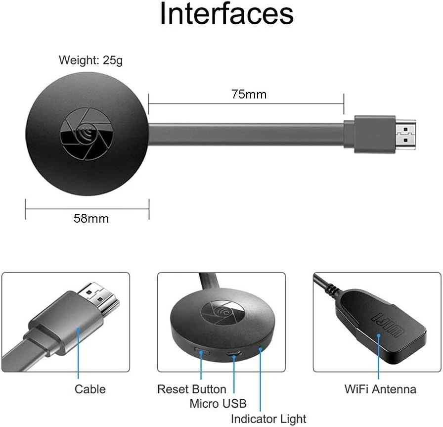 Chromecast Lettore Multimediale 4th Generazione Full HD Streamer WiFi 2025 - Immagine 3 di 4