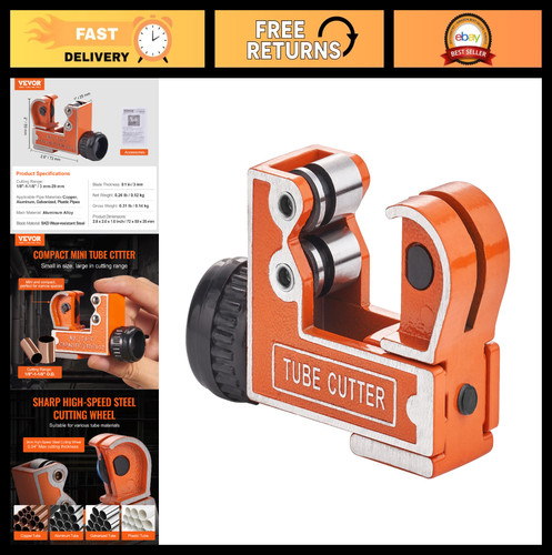 Mini Copper Tubing Cutter for 1/8" to 1-1/8" Pipes, Heavy Duty Portable Tool, SK