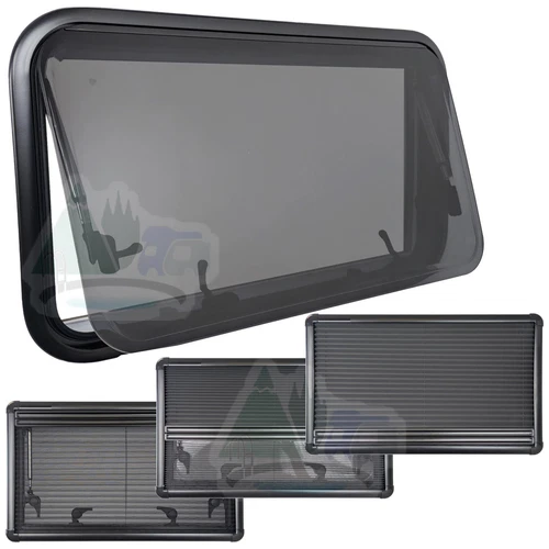 ADVENTURER CASSETTE WINDOW 985 x 465 BLACK BLIND CAMPERVAN MOTORHOME CONVERSION