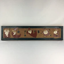 Wood Hand Carved Wall Art Christmas Santa Claus Moon Stars Celestial Whimsical