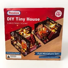 Prextex DIY Tiny House Light-Up Christmas Scene 193 Pieces 8.7x8.1x5.4 In. 10+