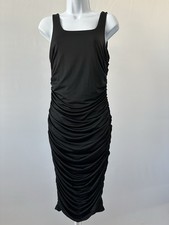 Women's Sz: M Black Ruched Sexy Bodycon Tank Dress