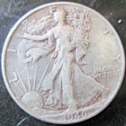 1946-P WALKING LIBERTY, 90% SILVER, VF+ CONDITION, CIRCULATED, NOT CLEANED