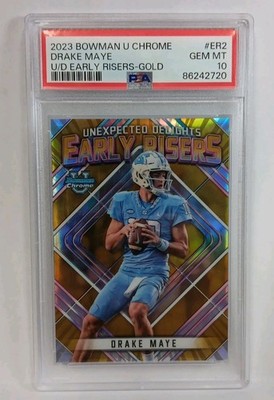 2023 Drake Maye Bowman U Chrome GOLD U/D Early Risers RC  #ER2  /50 PSA 10 Gm Mt
