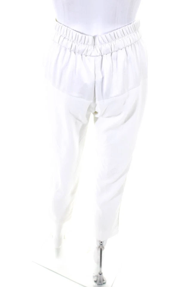 Pantalón al tobillo Parker para mujer elástico con cordón cintura pierna recta blanco talla S Foto 3 de 4