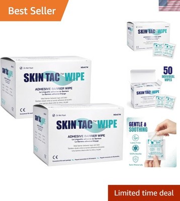 Adhesive Barrier Prep Wipes - Hypoallergenic & Latex-Free, 50 Count (Pack of 2)