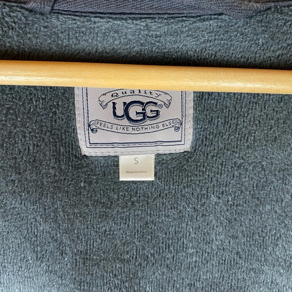 UGG Sudadera con Capucha Forrada de Vellón Cremallera Completa Gris Oscuro Para Mujer’s S Suave Acogedora Sudadera Bolsillo Foto 3 de 4