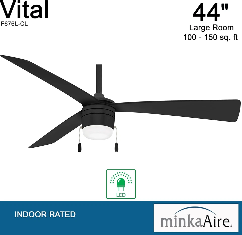Ventilador de techo F676L-CL Vital 44 pulgadas cadena de tracción con luz LED integrada de 16W en C Foto 4 de 4