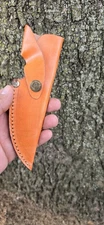 Handmade 8" Fixed Blade Knife Leather Sheath Orange Color 