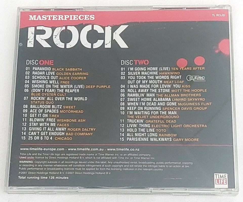 2x CD Compilation Various Masterpieces Rock Time Life 1 Black Sabbath Kiss Motör - Bild 2 von 4