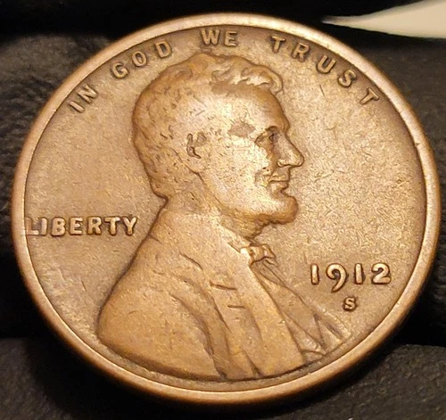 1912 S Lincoln Wheat Cent Coin 1c US Penny! Good Condition!