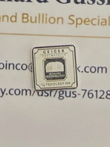 Geiger Edelmetalle 1 g .999 Fine Silver Bar Schloss Güldengossa
