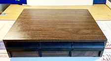 Vintage 3 Drawer Cassette Tape Storage Cabinet Holder Case Holds 42 Dark Wood