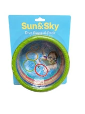 Dive Rings Colorful Fun Under Water Swimming Toy 6 Pack Sun & Sky