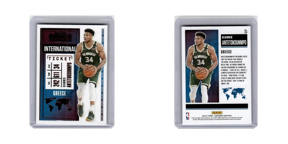 Giannis Antetokounmpo 2020 Panini Contenders Red #20 Milwaukee Bucks NM - Image 3 of 3