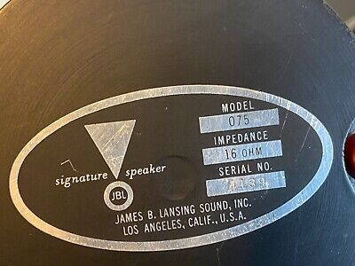 PAIR Vintage JBL 075 Horn Tweeters Consecutive Serial 4138 PAIR Vintage JBL 075 Horn Tweeters Consecutive Serial 4138