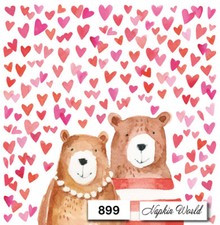  899 TWO Individual Paper LUNCHEON Decoupage Napkins - VALENTINE BEARS LOVE