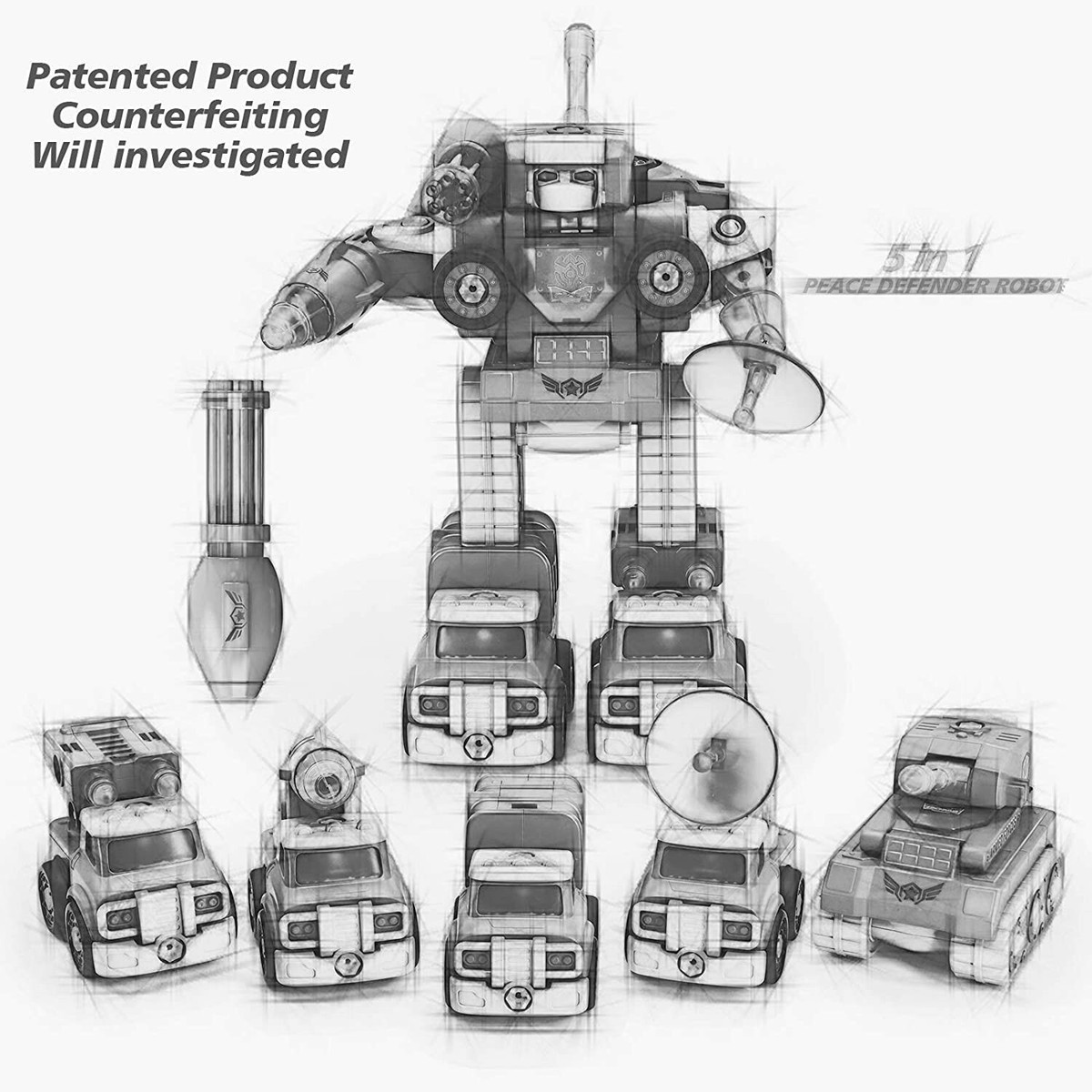 in Robot Toys for Boys,5 Construction Trucks Transform into a Big Robot  Toys