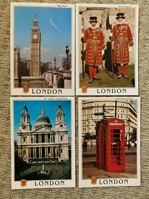 4 neue 1994 97 Sammler Postkarten London Big Ben St Paul's Tower Beefeater Box