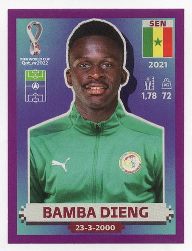 SEN18 Bamba Dieng Purple Parallel Panini World Cup Qatar 2022 sticker