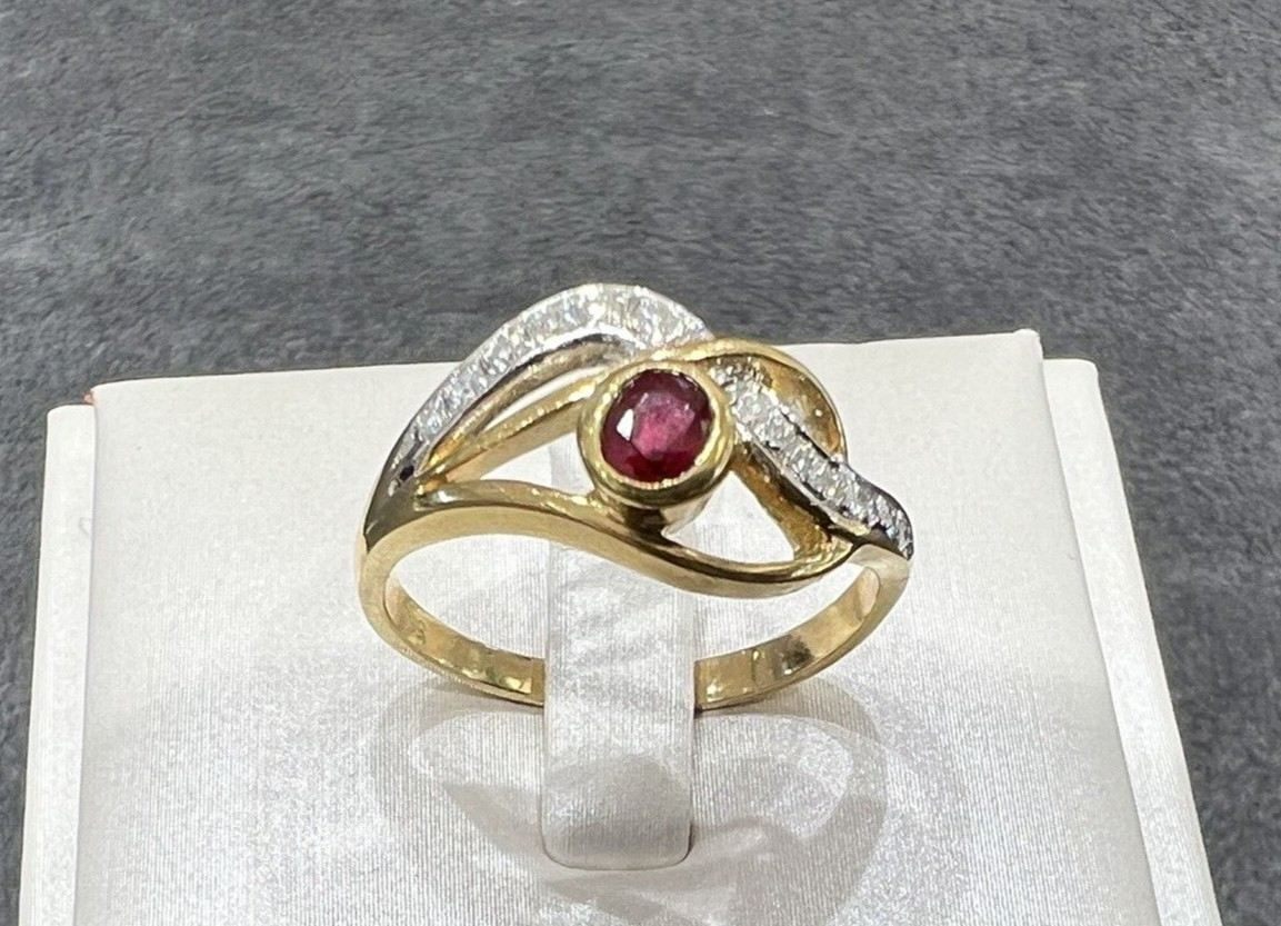 14ct Yellow Gold Ruby Diamond Ring - image 3