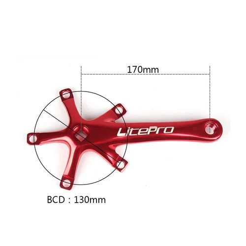 Litepro Bike Crank Set 7075-T6 Aluminum 130BCD Round Chainring 170mm Crankset - Picture 2 of 14