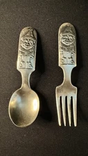 Vintage Clown & Elephant Toddler Infant Baby Fairfield Silver Childs Baby Spoon