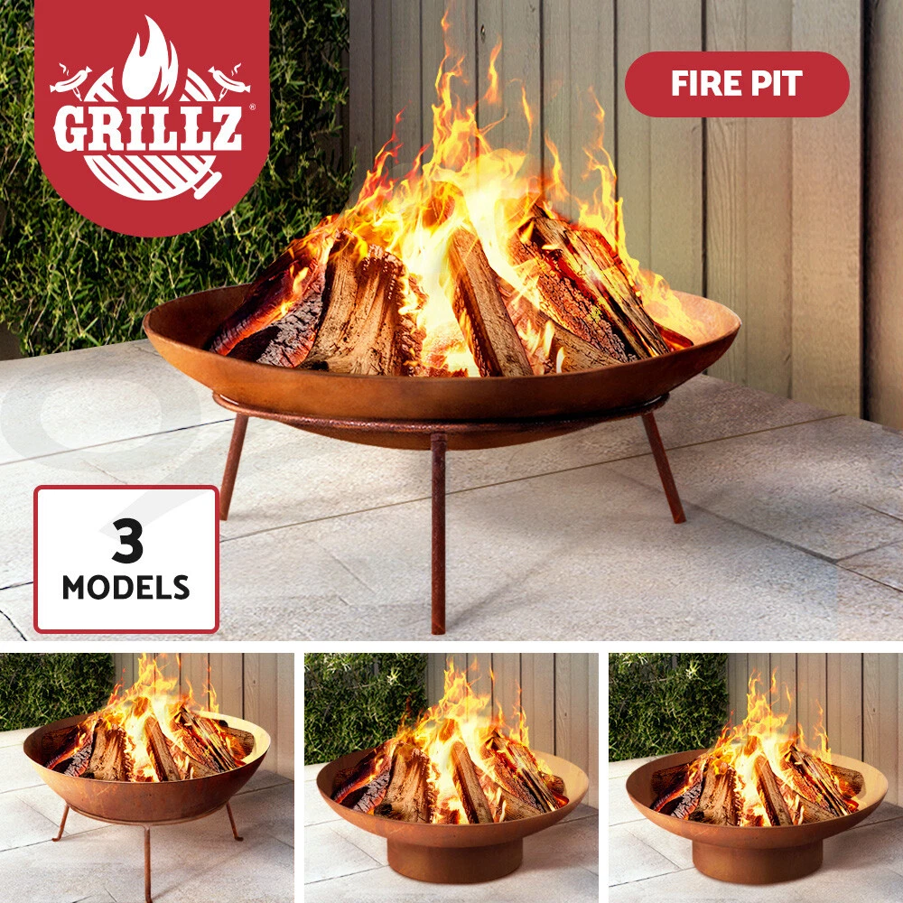 Grillz Fire Pit Outdoor Charcoal Heater Patio Garden Metal Fireplace 7  Models | eBay