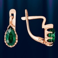 Rose Rotgold 585 Kinder-Ohrringe Mit GrüNem Cz Tropfen Kids Earrings!