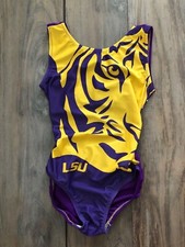 NWT Louisiana LSU Purple Gold Tigers Soft College Open Back Gymnastics Leotard
