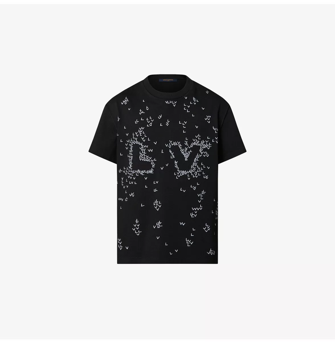 LOUIS VUITTON LV Logo embroidery T-shirt S Black Authentic Men New