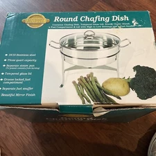 Gourmet Standard 3 Quart Stainless Steel Chafing Dish with Glass Lid NIB