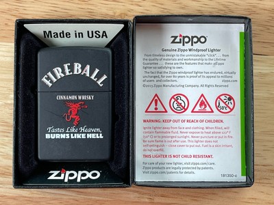 ZIPPO FIREBALL WHISKY BURNS LIKE HELL LIGHTER IN ZIPPO BOX