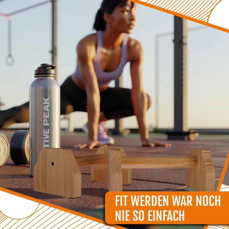 Liegestützgriffe aus Holz Push-Up Calisthenic-Stützen Sportgriffe Fitness Kraft - Bild 4 von 4