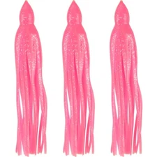 5.5" to 8.5" Octopus Hoochie Squid Skirt - Glow In The Dark Pink - 3 Pack
