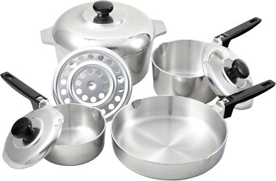 USA Heavy Duty 8-Piece Cast Aluminum Cajun Cookware Set, Silver