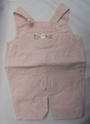 Vintage MY TWINN Baby Label Pink Linen Bib OVERALLS Tagged Twin Doll Clothing — photo 1
